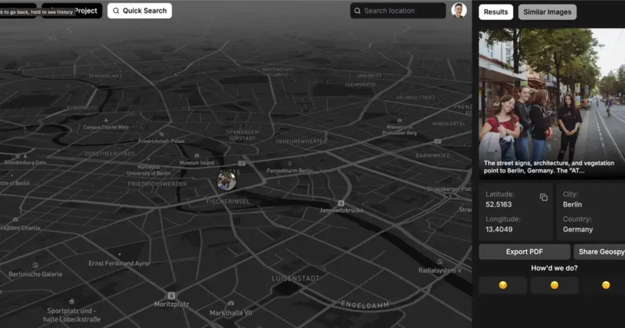 GeoSpy AI interfejs narzędzie do lokalizacji zdjęcia