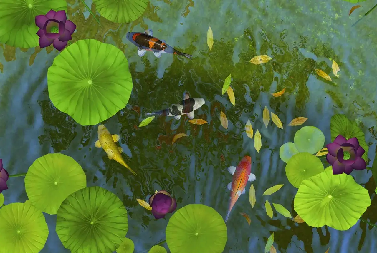Jak zrobić staw w The Sims 4? Woda, lilie wodne i kolorowe ryby koi tworzą piękny, spokojny widok.