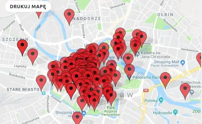 Wrocław krasnale mapa