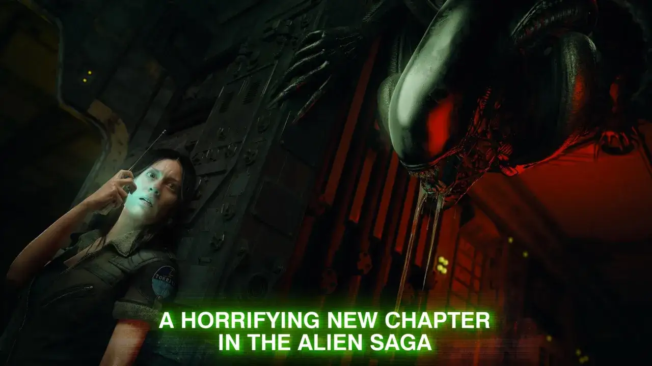 Przerażająca kobieta w ciemnościach, obok niej zbliża się Ksenomorf. Zapowiedź gry Alien Isolation 2.