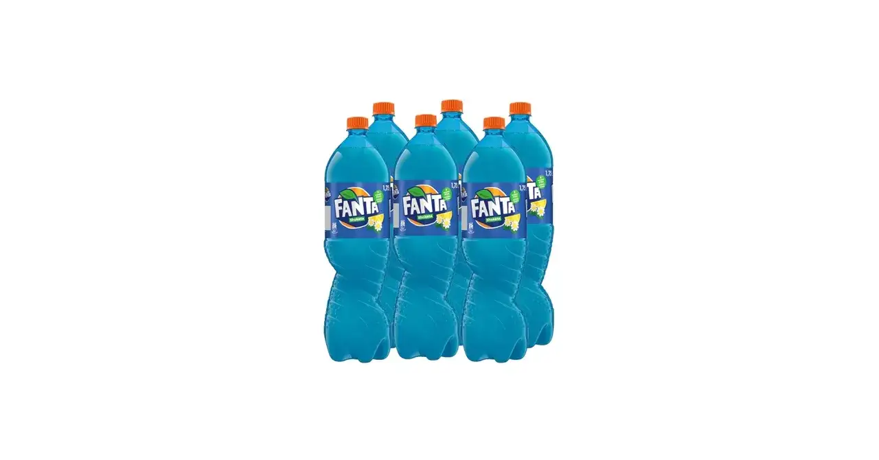 niebieska fanta shokata butelka sklep półka