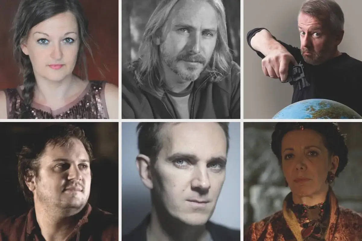 Six portraits d'acteurs, dont certains pourraient faire partie d'un casting Kaamelott.