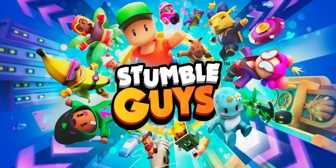 Personajes coloridos de Stumble Guys en Nintendo Switch, listos para la acción. ¡A tropezar y ganar!
