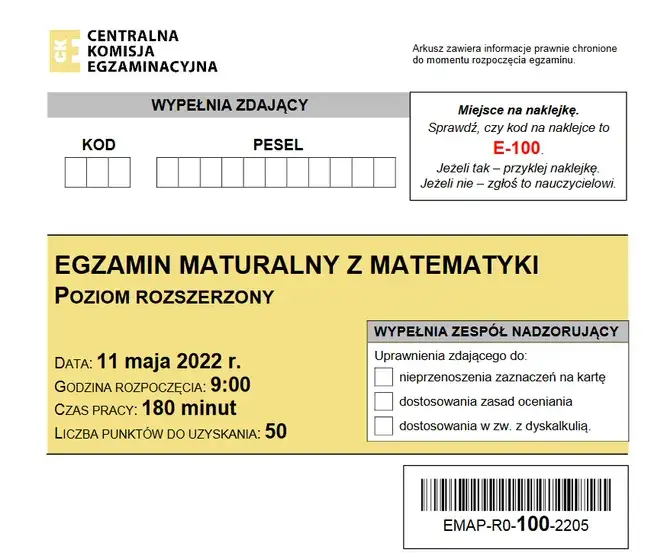 Arkusz maturalny matematyka rozszerzona CKE