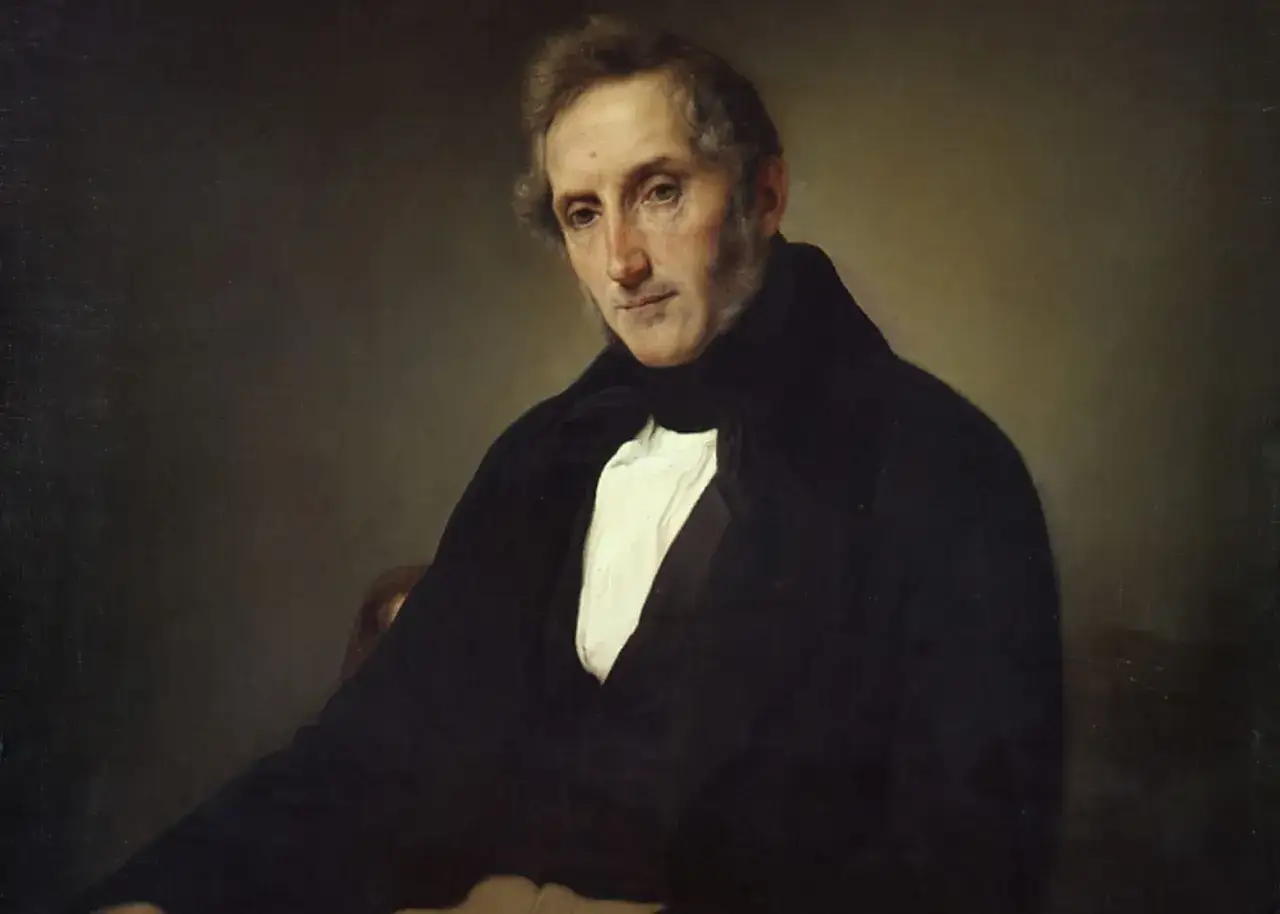 Ritratto di Alessandro Manzoni, figura chiave della letteratura italiana, la cui vita è intrecciata con le sue opere.