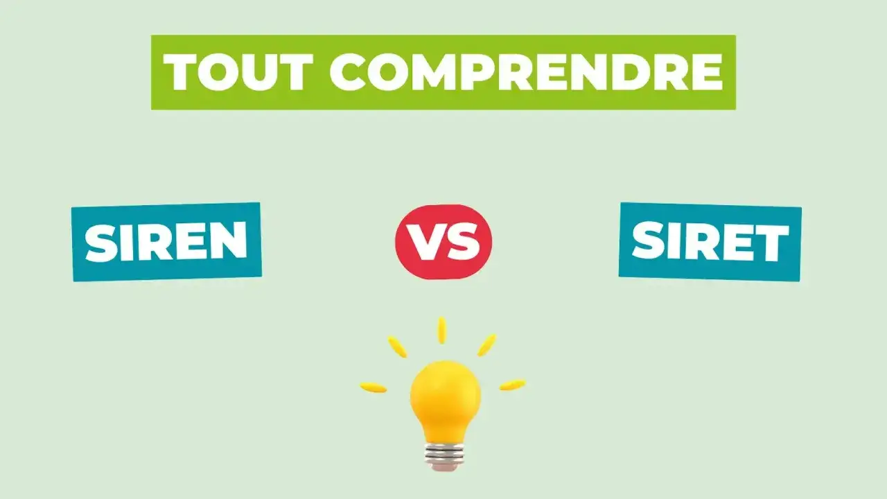 Comprendre la différence entre SIREN et SIRET. Une ampoule s'allume, symbolisant l'idée.