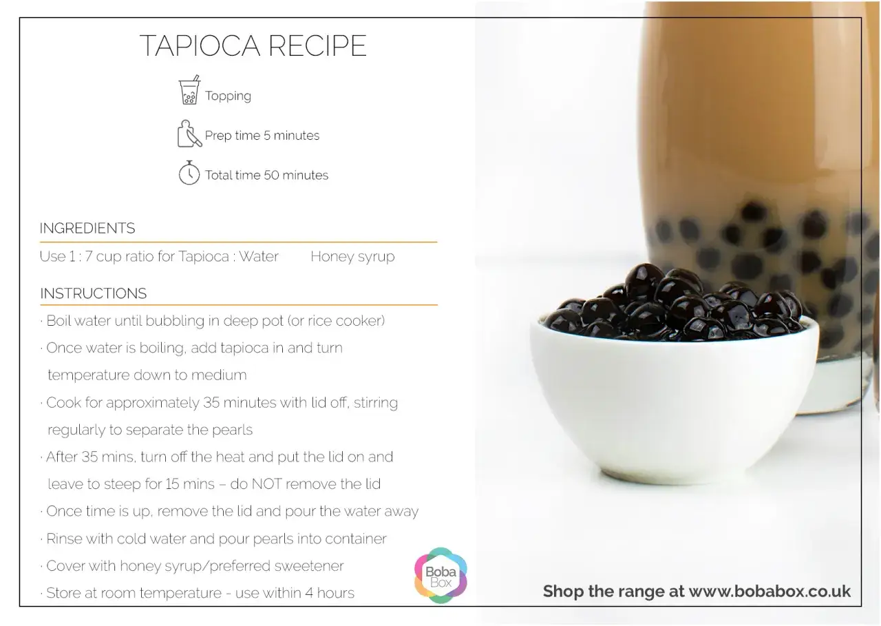Rezept für bubble tea perlen selber machen: Tapioka kochen, abspülen und mit Honigsirup verfeinern.