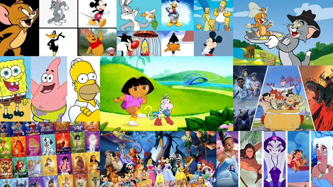 Kolekcja postaci z klasycznych bajek: Tom i Jerry, Kaczor Donald, Królik Bugs, Kubuś Puchatek, Smerfy, Simpsonowie, Spongebob, Dora, a także bohaterowie Disneya.