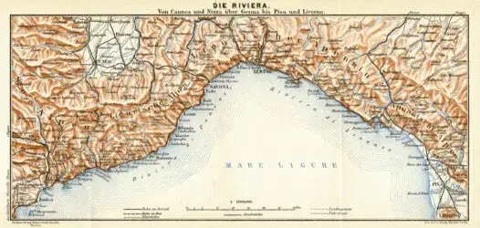 Karte französische und italienische Riviera