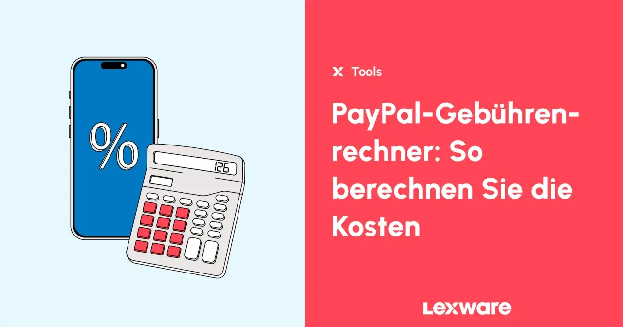 Ein Smartphone mit Prozentzeichen und ein Taschenrechner. Der Text