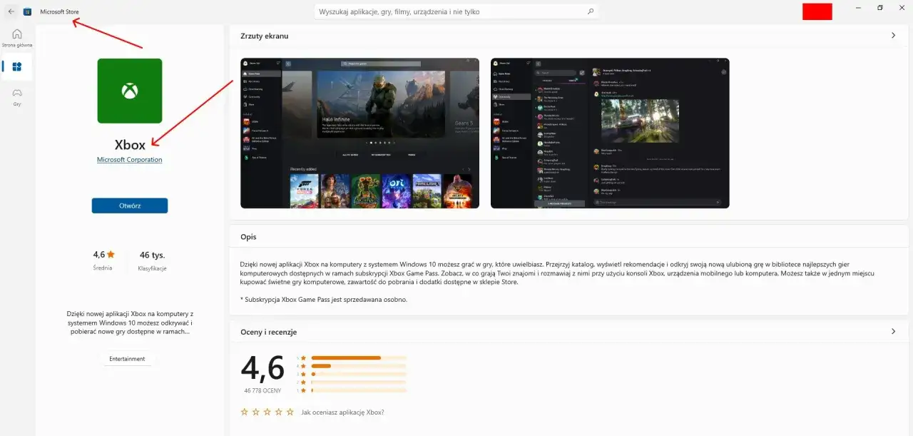 Aplikacja Xbox na PC z dostępem do gier z Xbox Game Pass. Przeglądaj katalog, rekomendacje i graj z przyjaciółmi.
