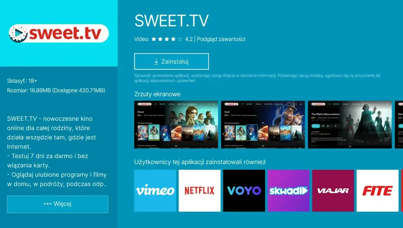 Sweet.tv: pakiety filmów i seriali dla całej rodziny. Oglądaj gdziekolwiek. Wypróbuj 7 dni za darmo.