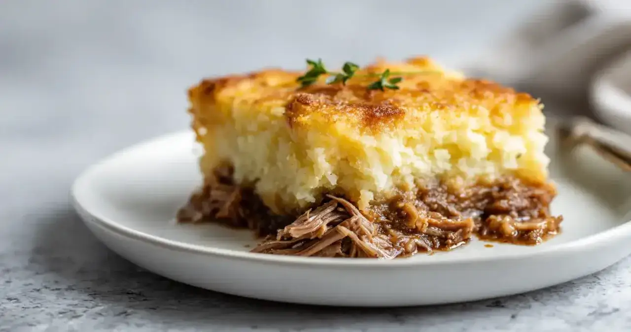 Un g&eacute;n&eacute;reux parmentier de canard, avec une pur&eacute;e de pommes de terre dor&eacute;e et une garniture de viande effiloch&eacute;e savoureuse.