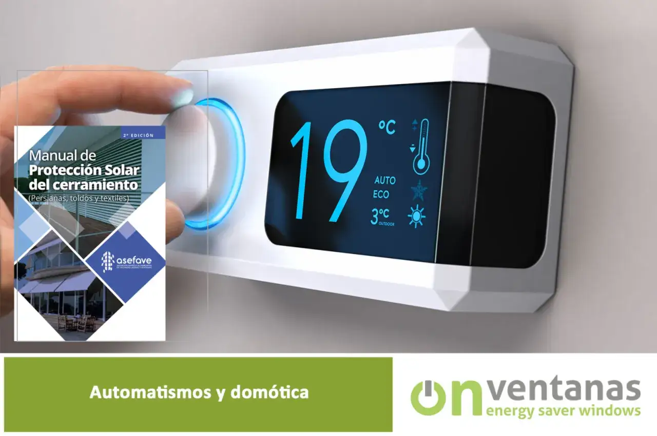 Un termostato moderno muestra 19&deg;C, indicando un sistema dom&oacute;tico avanzado para el control del clima.