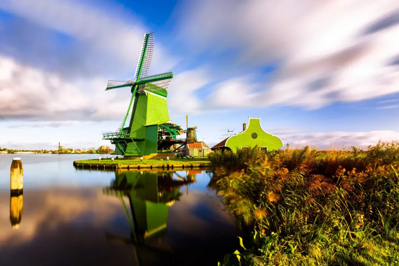 Wiatraki Zaanse Schans panorama