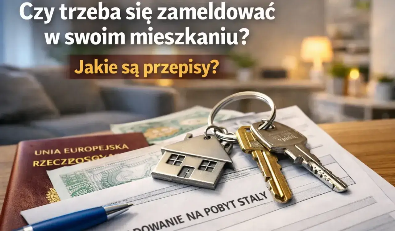 Klucze do mieszkania, dokumenty i długopis leżą na stole. Czy jest obowiązek meldunku? Dowiedz się, jakie są przepisy.