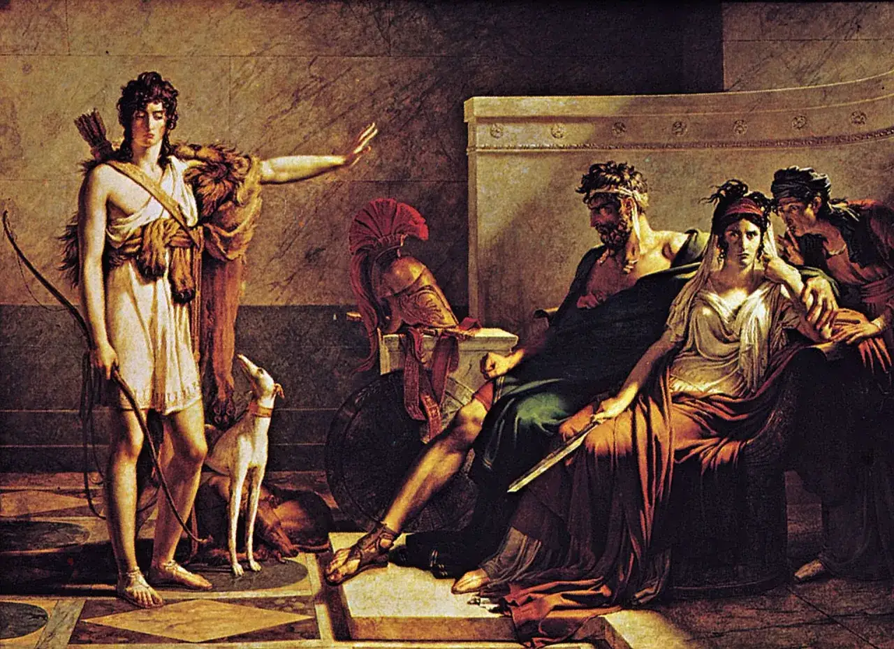 Tezeusz walczy z Minotaurem w labiryncie