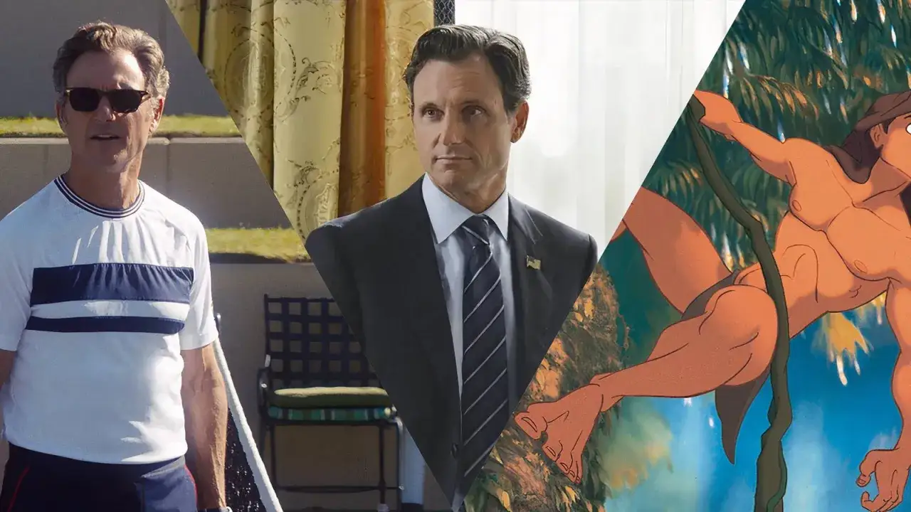 Tony Goldwyn w sportowym stroju, w garniturze i jako Tarzan. Przegląd jego film&oacute;w, seriali i program&oacute;w.