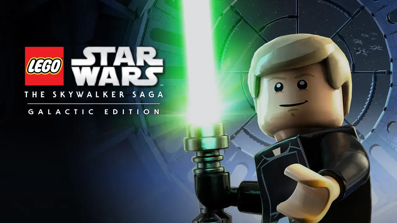 Luke Skywalker z zielonym mieczem świetlnym w grze LEGO Star Wars: The Skywalker Saga.