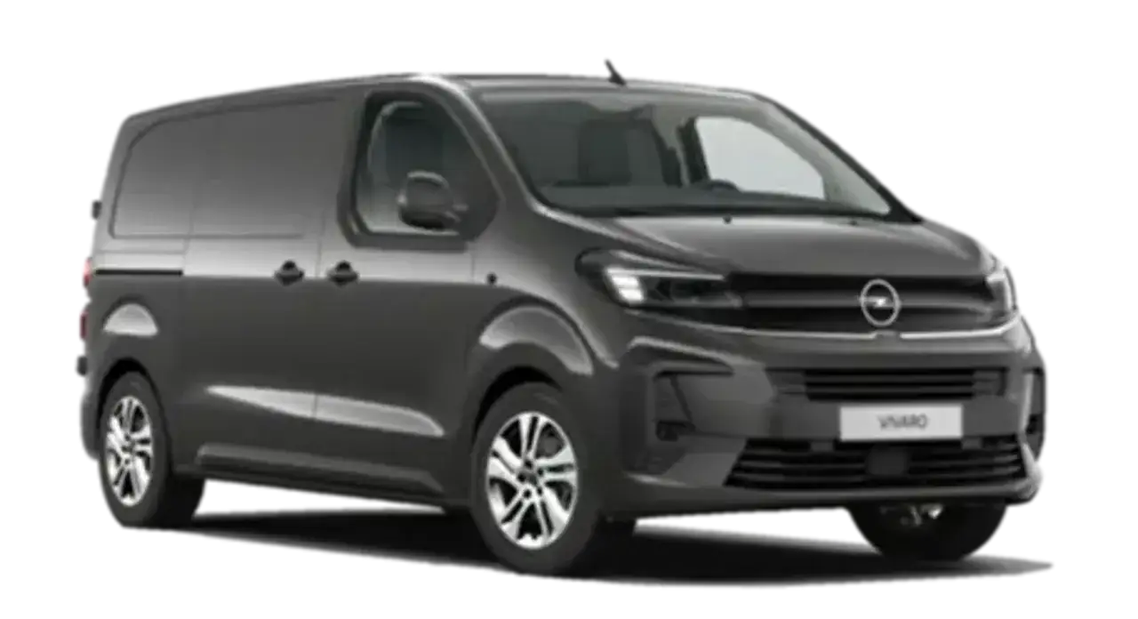 En mörkgrå Opel Vivaro, en av många populära Opel modeller, står redo för arbete.