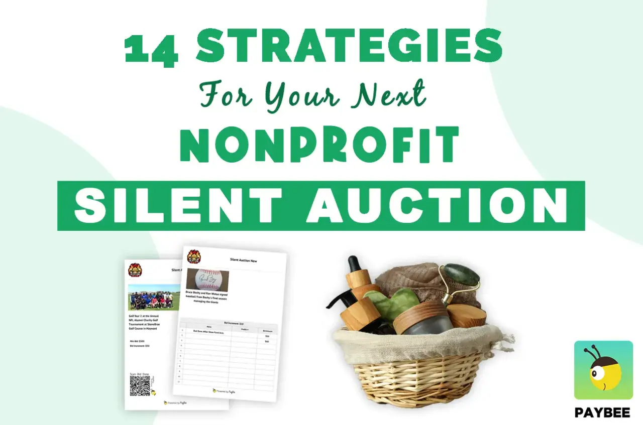 Strategies for your next nonprofit silent auction, featuring bid sheets, a signed baseball, and a basket of spa items.