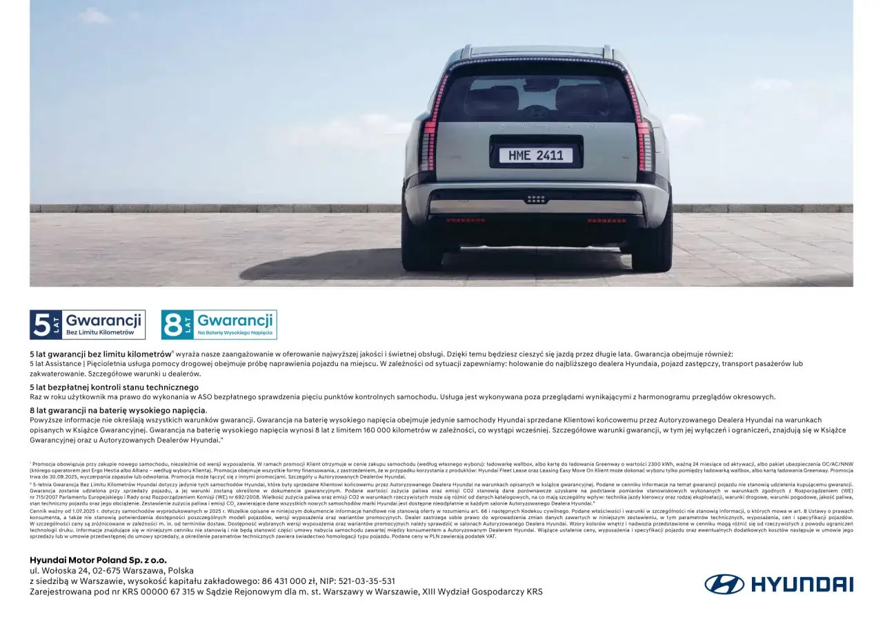 Nowy Hyundai z gwarancją 5 lat bez limitu kilometrów i 8 lat na baterię. Ciesz się jazdą bez obaw!