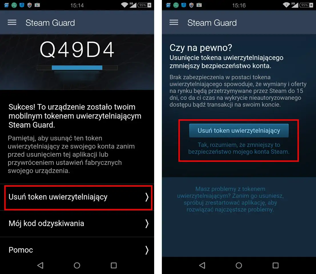 Steam Guard kod odzyskiwania przykład