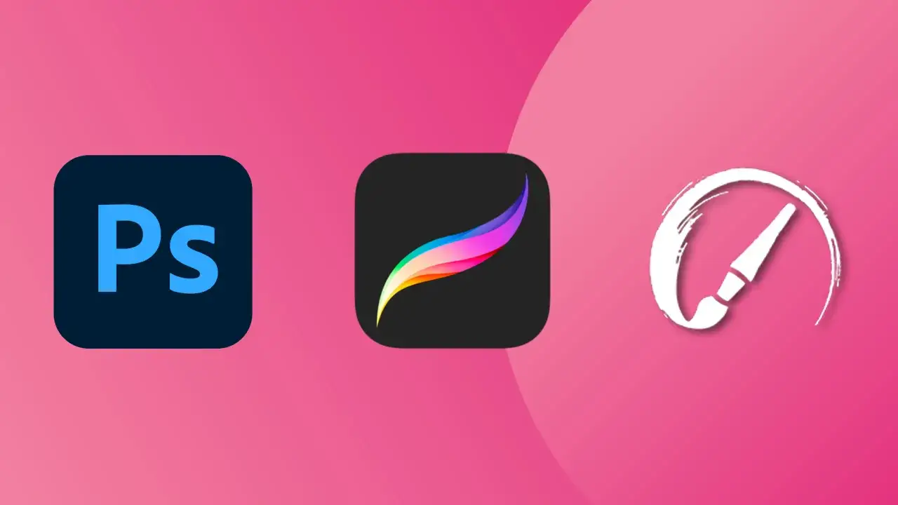 Ikony programów Photoshop, Procreate i Affinity Photo. Znajdź profesjonalny program do obróbki zdjęć za darmo, który spełni Twoje potrzeby.