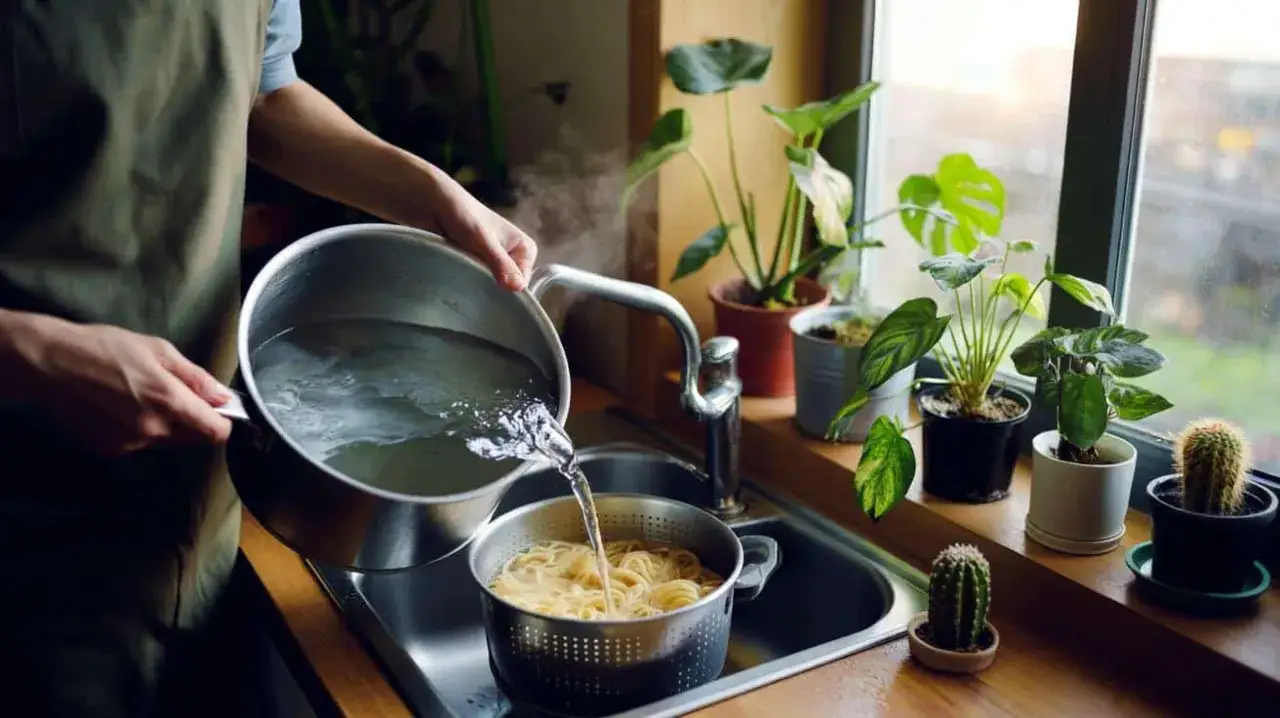 eau de cuisson pâtes plantes cheveux