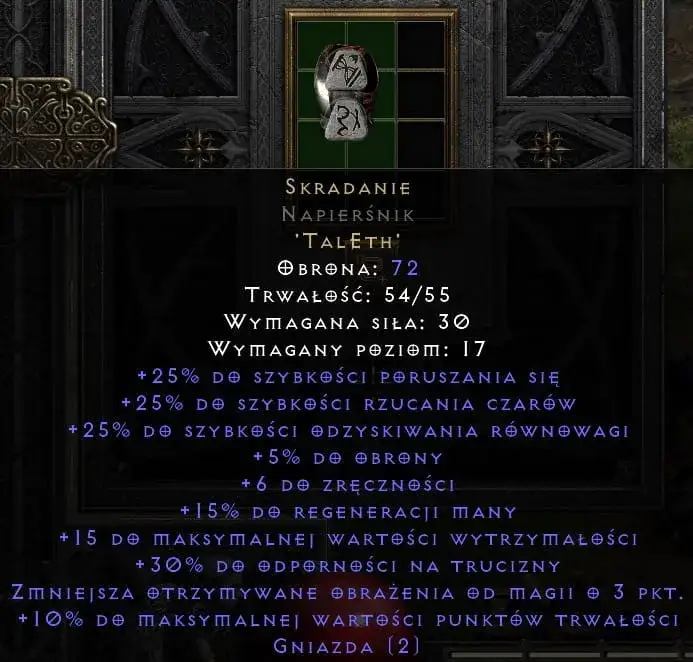 Diablo 2 Resurrected runiczne słowo Stealth