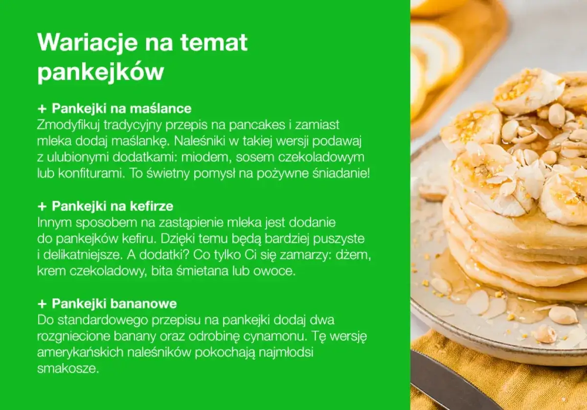 Stos prostych pankejków z bananami i migdałami, polane miodem. Idealne na śniadanie.