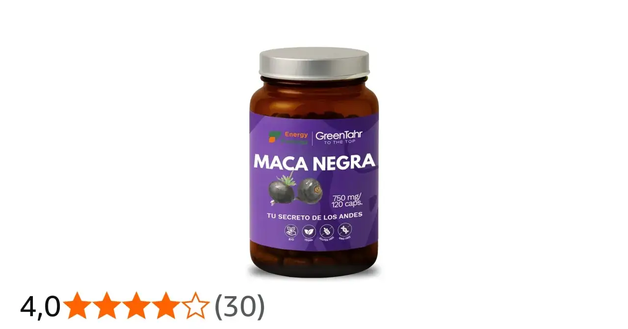 Frasco de Maca Negra, 750 mg/120 cápsulas. Descubre para qué sirve la maca negra en mujeres, tu secreto de los Andes.