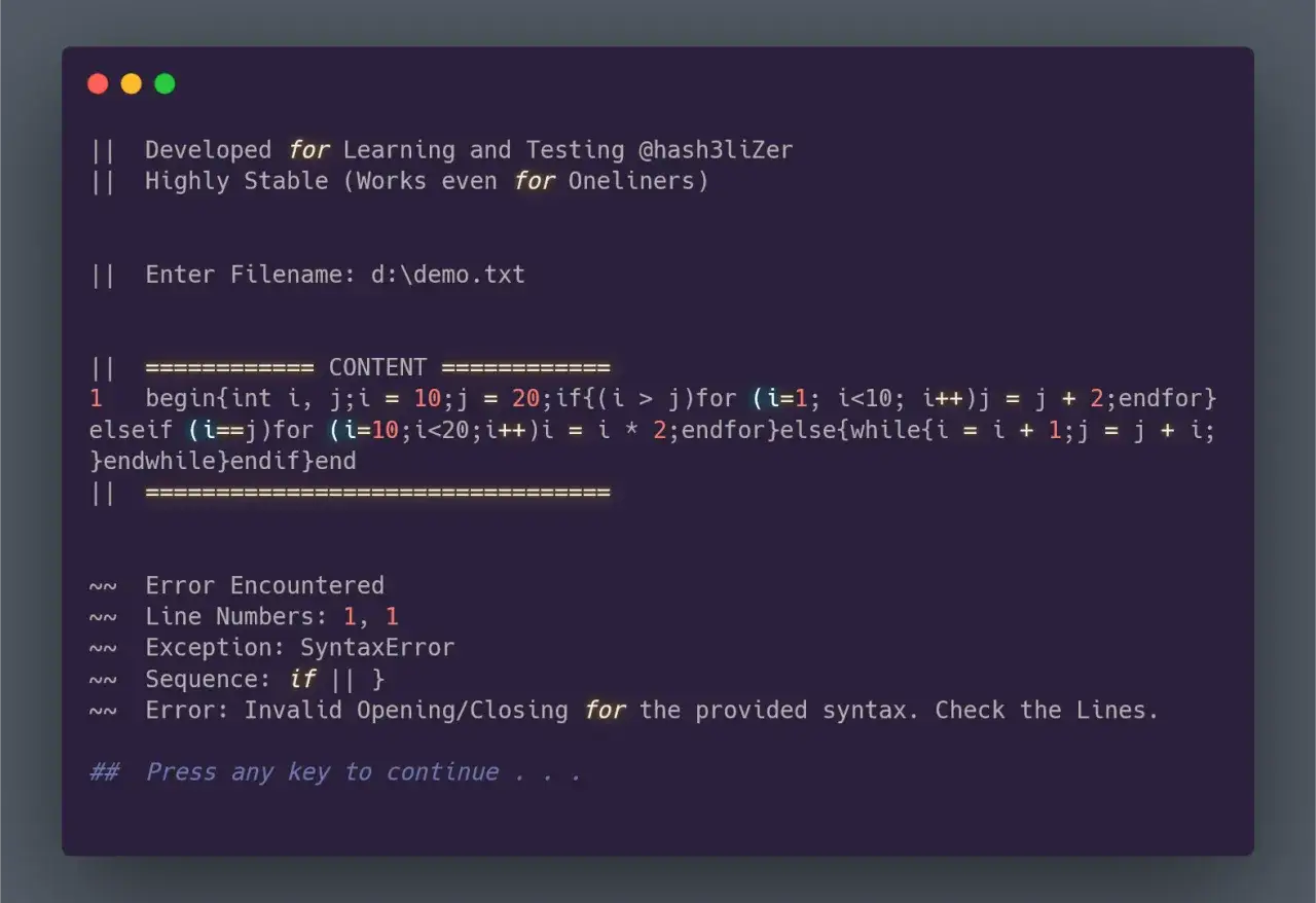 Fehlerhafte Syntax in der Informatik: Ung&uuml;ltige Klammern f&uuml;r die `for`-Schleife.