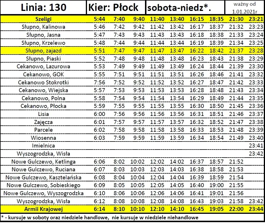 autobus 130 Płock