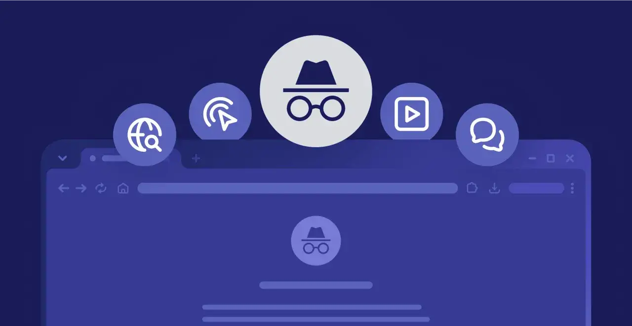 Ikona trybu incognito na tle przeglądarki. Dowiedz się, jak wyjść z trybu incognito i odzyskać prywatność.