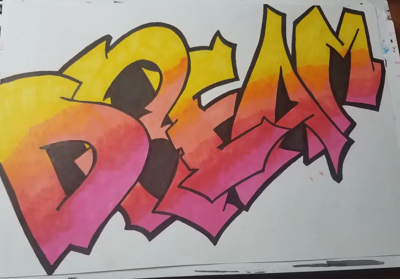 Enkel graffiti med texten