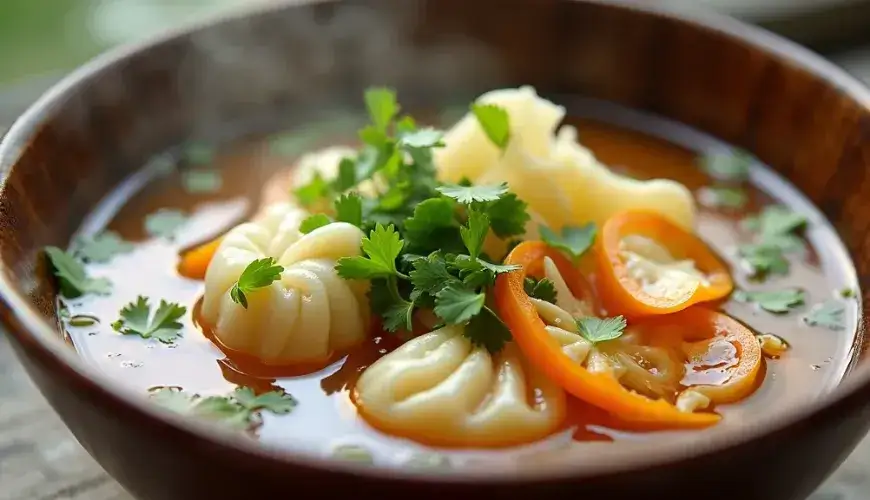 wontons fritos al vapor y en sopa juntos