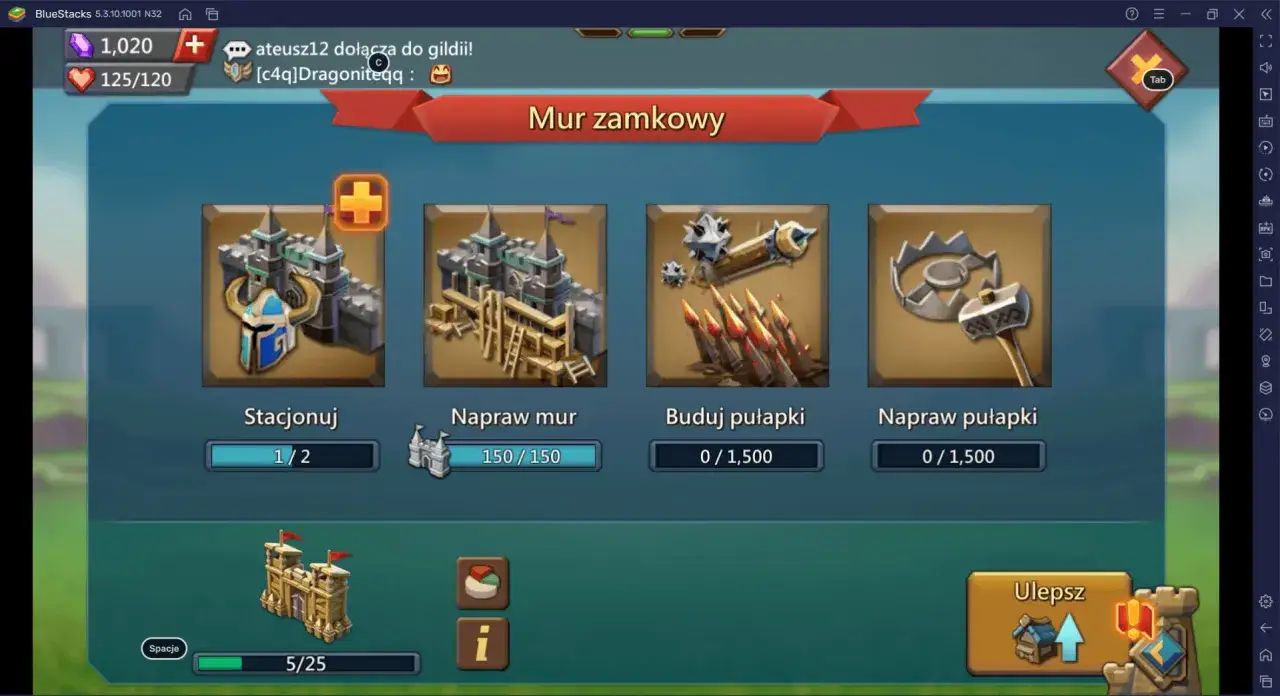 Lords Mobile poradnik: zarządzanie murem zamkowym, stacjonowanie, naprawa i budowa pułapek.