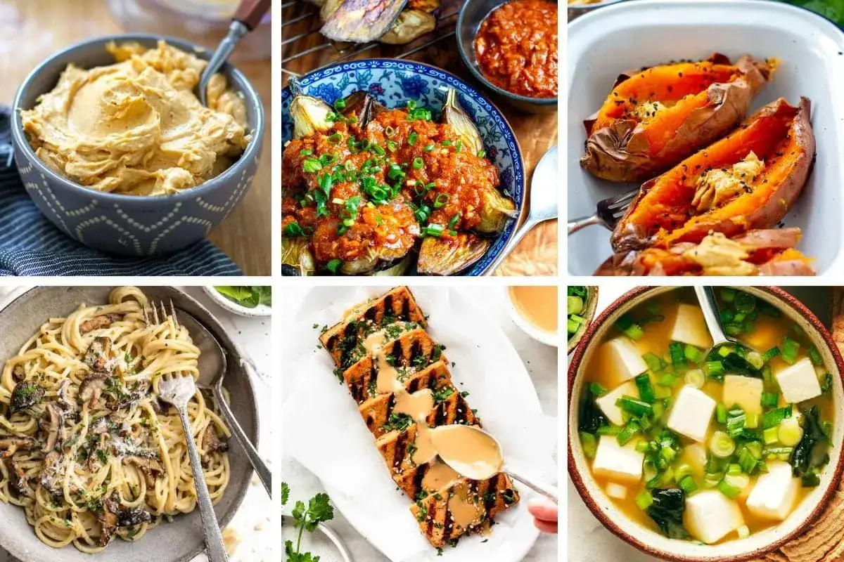 Kremowe pasty, pieczone bataty, makaron z grzybami, grillowane tofu i zupa miso – inspiracje na dania z pastą miso.