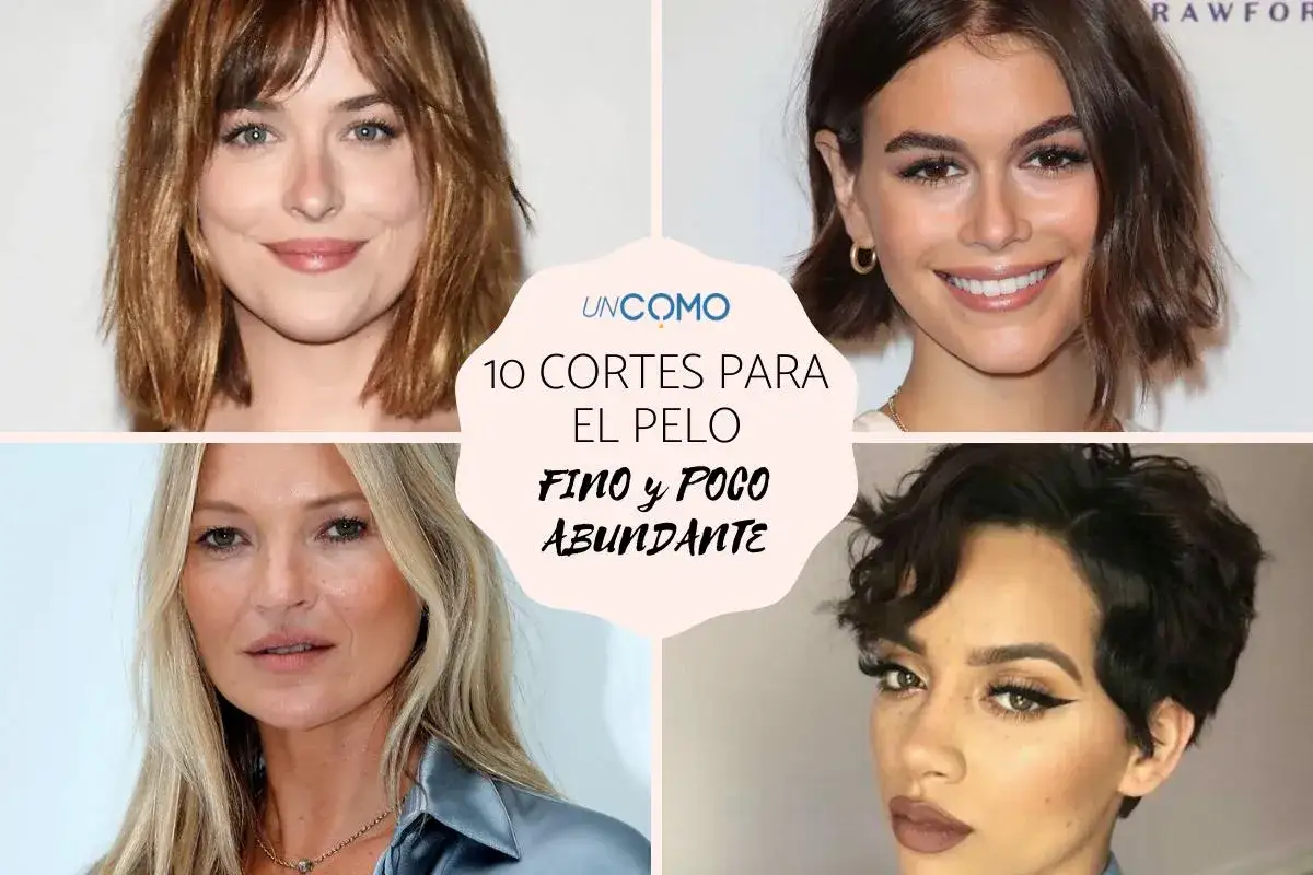Cuatro mujeres con diferentes cortes de pelo, ideales para pelo fino y sin volumen.
