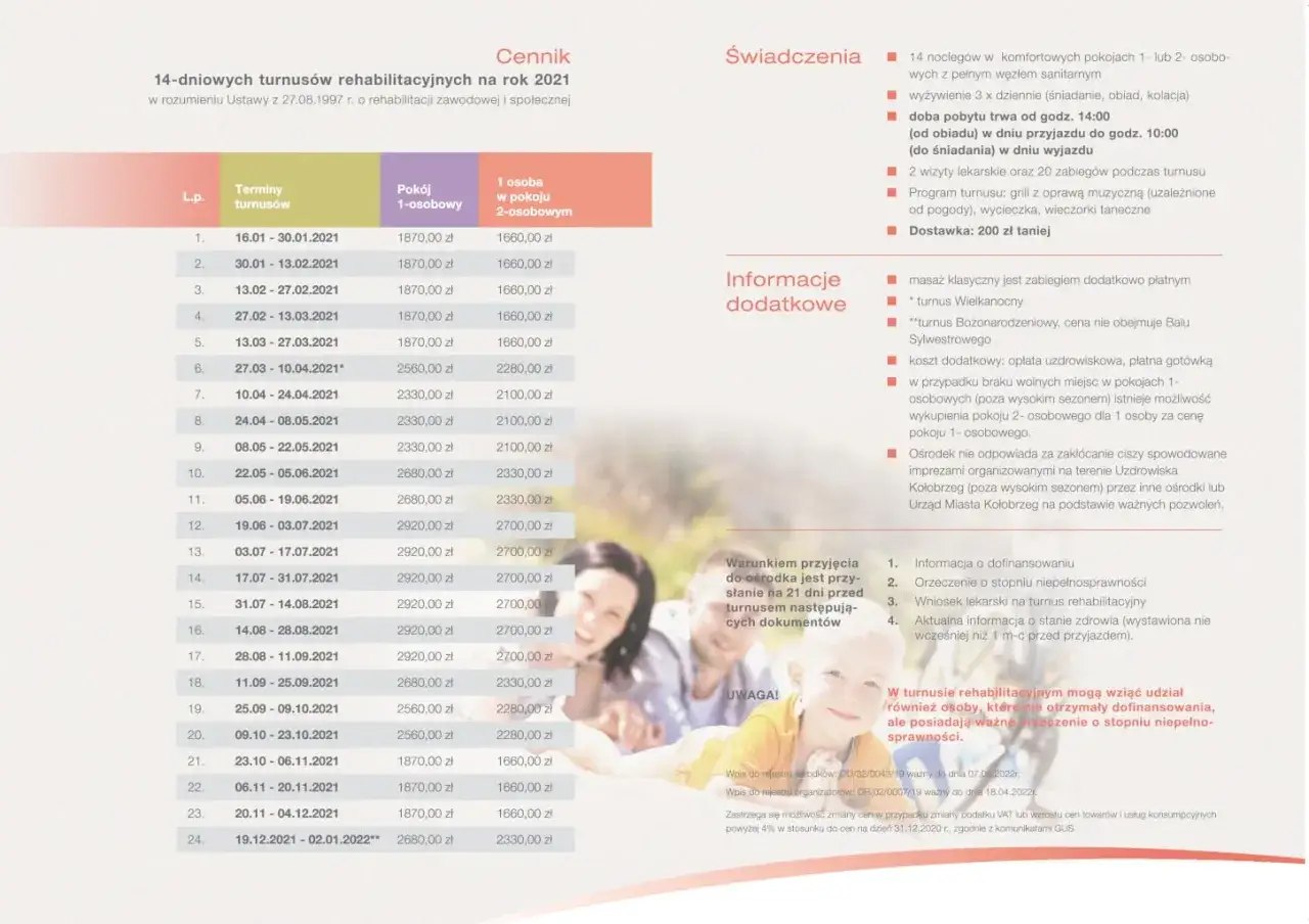 oferty SPA Kołobrzeg, cennik zabieg&oacute;w spa