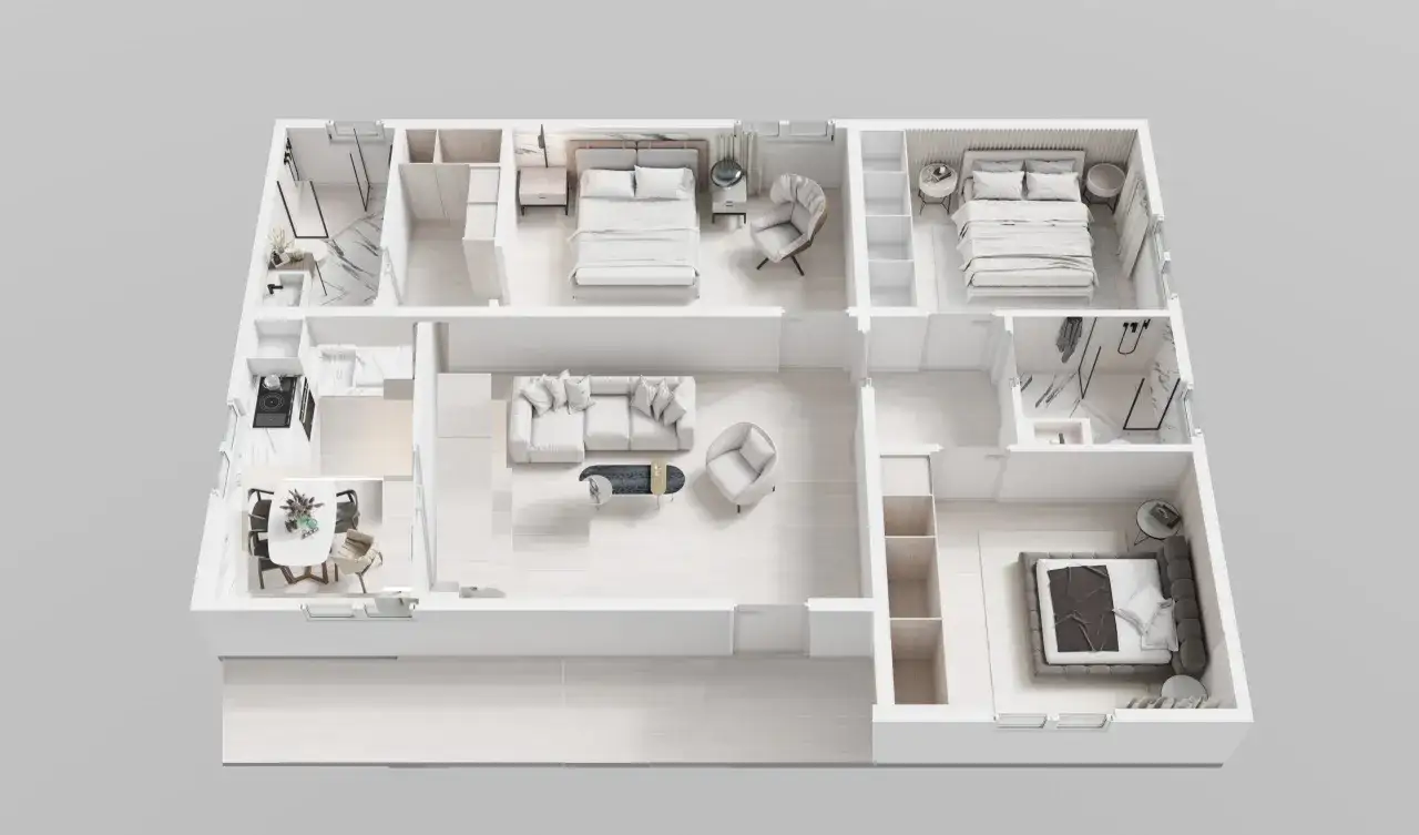 Plano de una casa con 3 habitaciones, sala, comedor, cocina y ba&ntilde;o. &iquest;Cu&aacute;ntos metros cuadrados tiene una casa promedio?