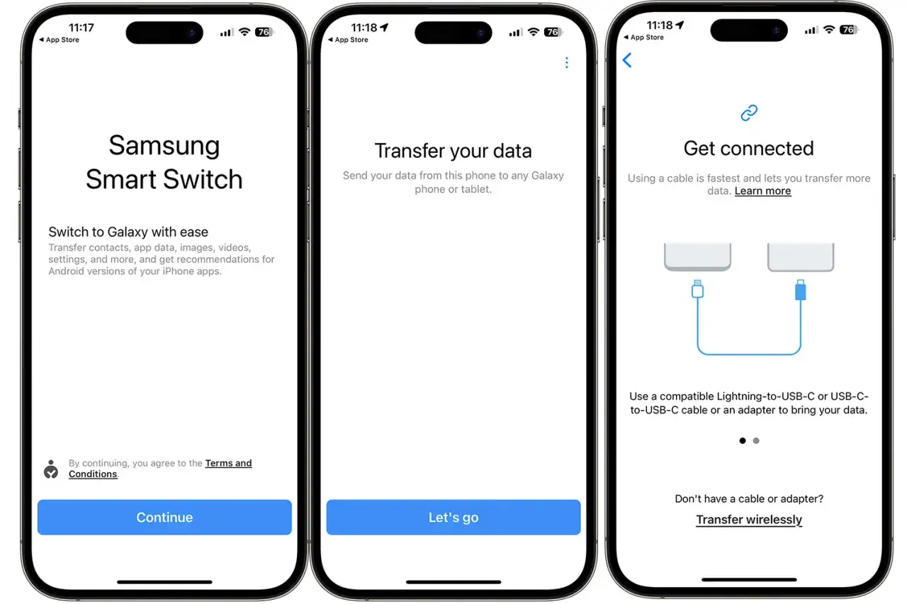 Appar som hj&auml;lper dig att byta fr&aring;n iPhone till Samsung. &Ouml;verf&ouml;r data enkelt med Samsung Smart Switch.