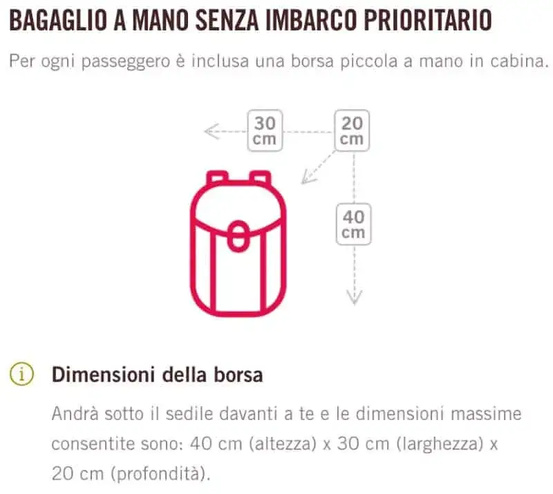 Volotea bagaglio a mano gratuito e prioritario confronto