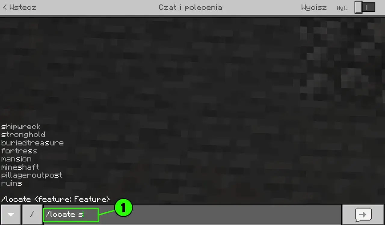 Wpisz /locate s, by dowiedzieć się, jak włączyć komendy w MC i znaleźć struktury.