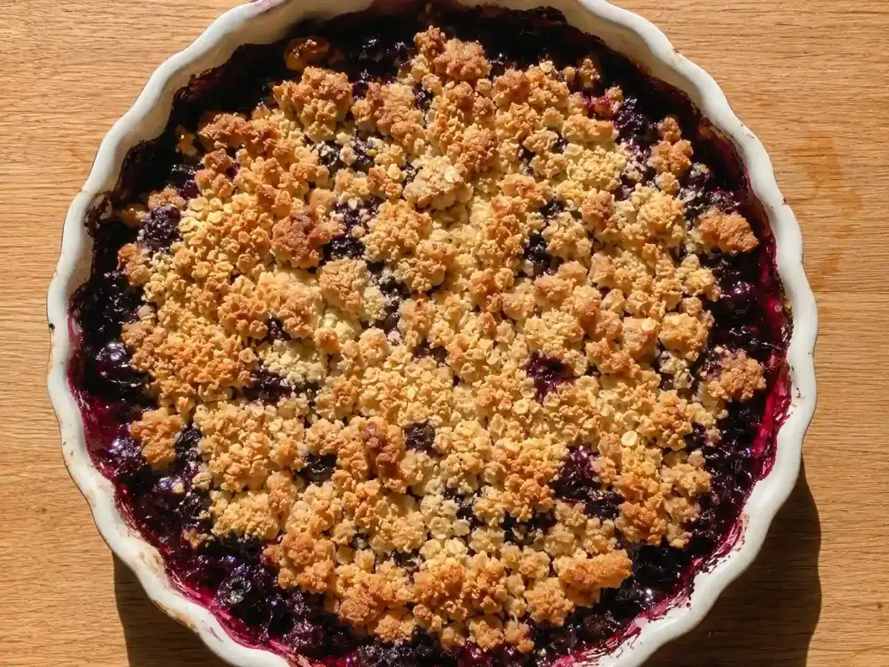 En h&auml;rlig glutenfri smulpaj med bl&aring;b&auml;r, perfekt f&ouml;r fika.