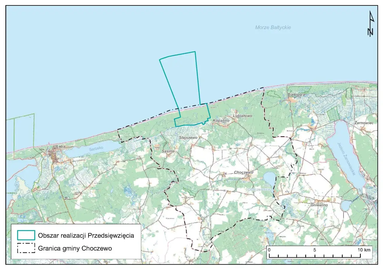 Mapa lokalizacji elektrowni jądrowej Lubiatowo-Kopalino