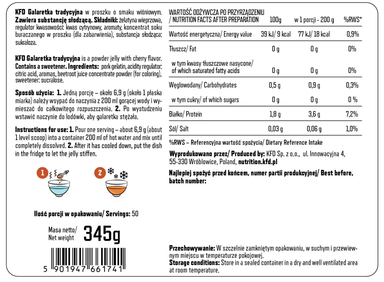 Galaretka w proszku składniki
