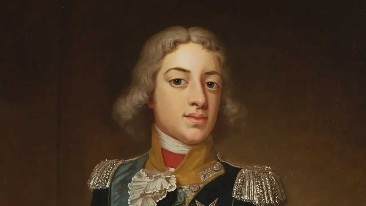 Portr&auml;tt av Gustav IV Adolf i milit&auml;runiform med kr&aring;s och medaljer.