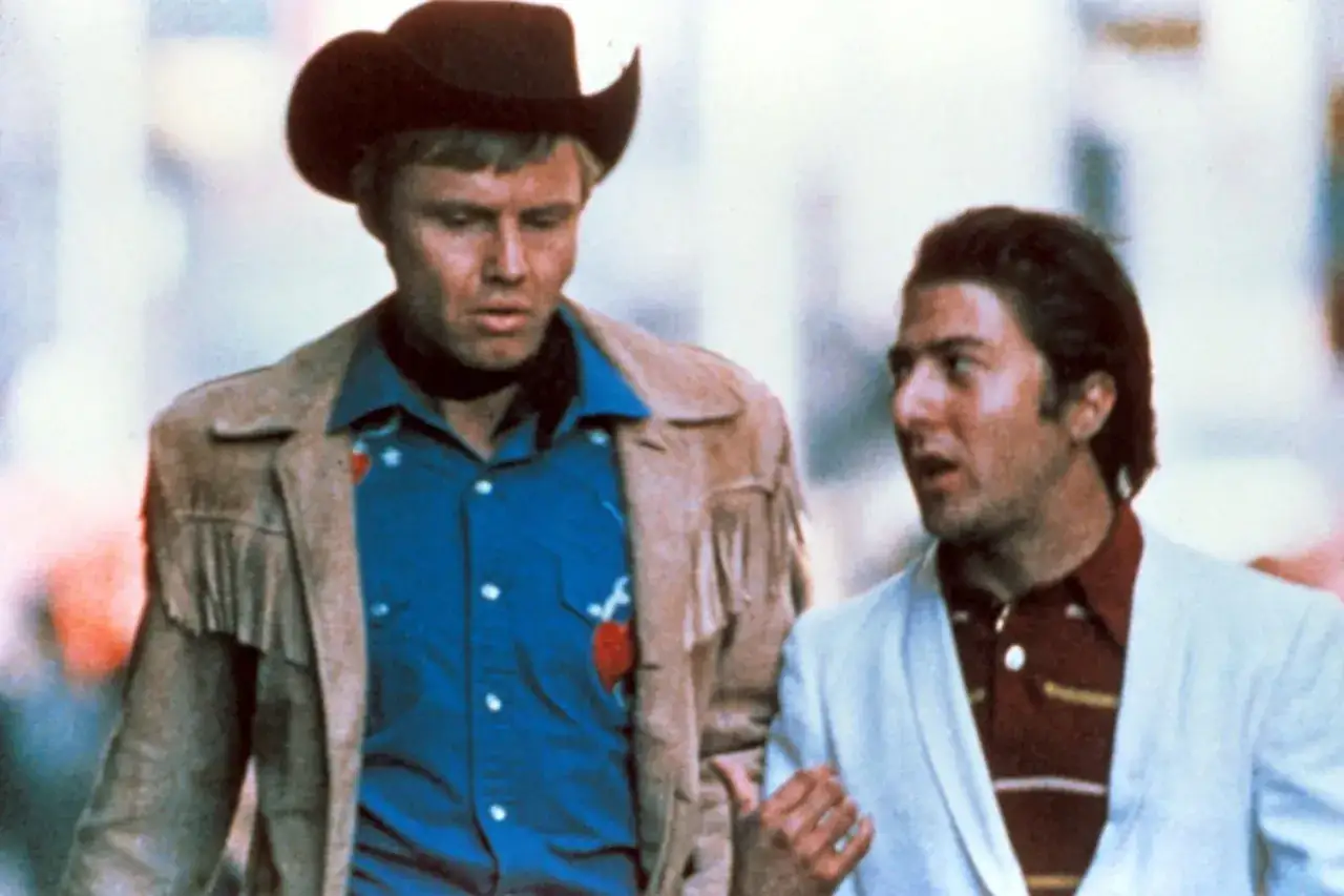 Dustin Hoffman och Jon Voight i en scen fr&aring;n filmen Midnight Cowboy.